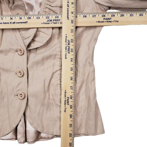 Cabi Blazer Suit Jacket 8 Women 400 Roses Blush Pink Ruffles Cotton - Picture 8 of 12